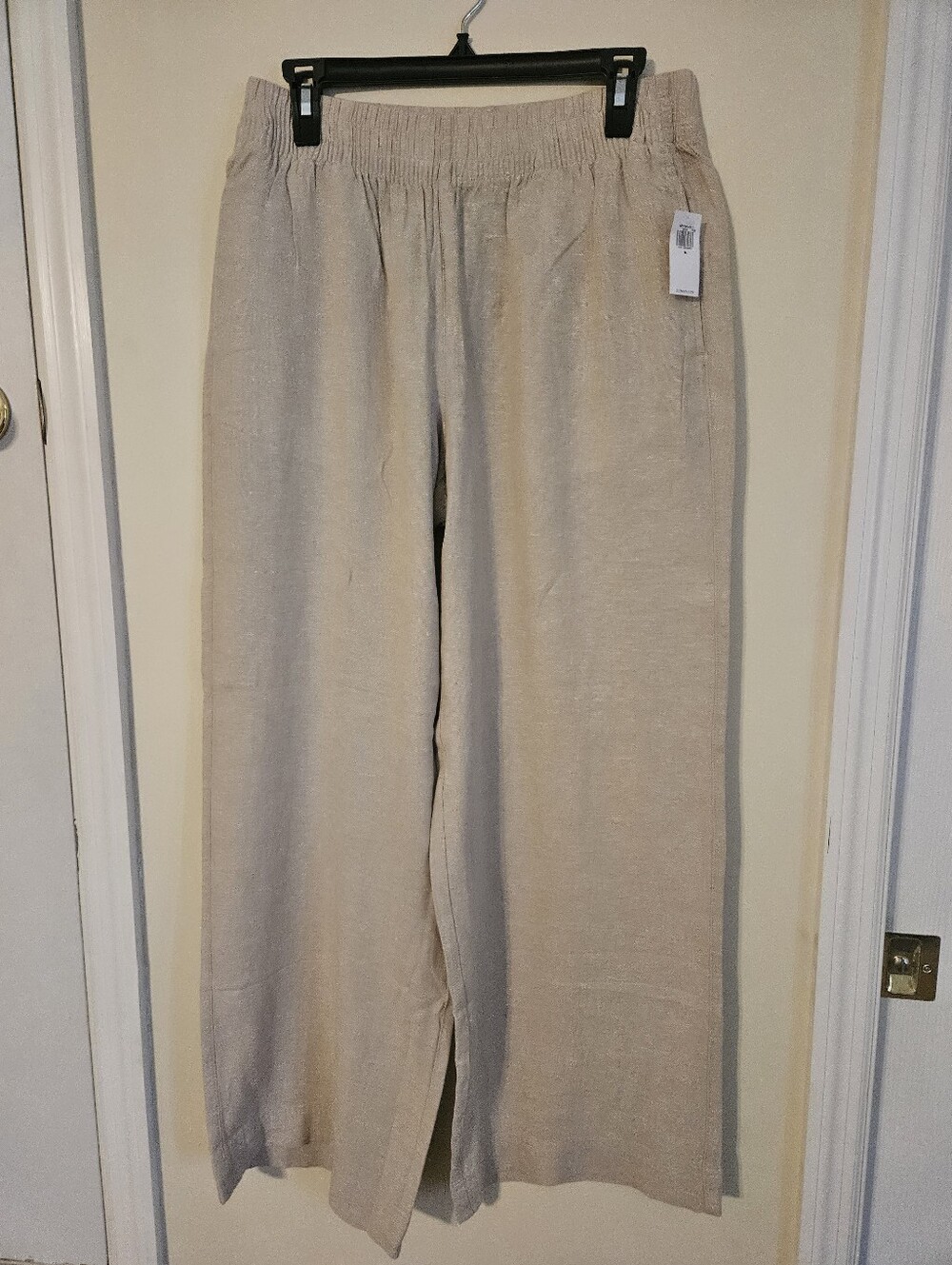 NWT Womens Cream Old Navy High Rise Wide Leg Linen Blend Pants. Medium